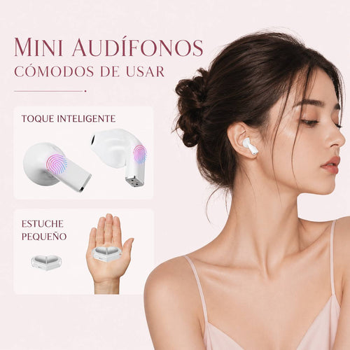 Auriculares inalámbricos Bluetooth giratorios en forma de corazón